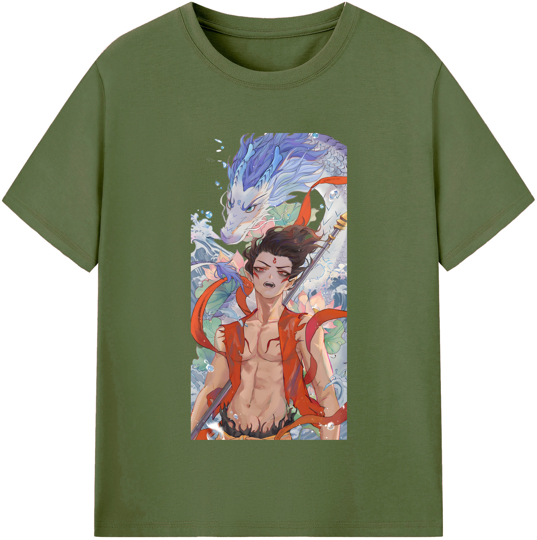 （画像用） Ne Zha 2 ナタ 魔童の大暴れ 綿100％半袖Tシャツ（フロントプリント）
